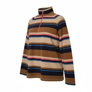 Eddie Bauer Women’s Large Quarter Zip Fleece Pullover Multicolor Striped Shirt